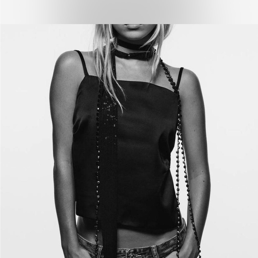 Zara Black Camisole with bow Detail at the back